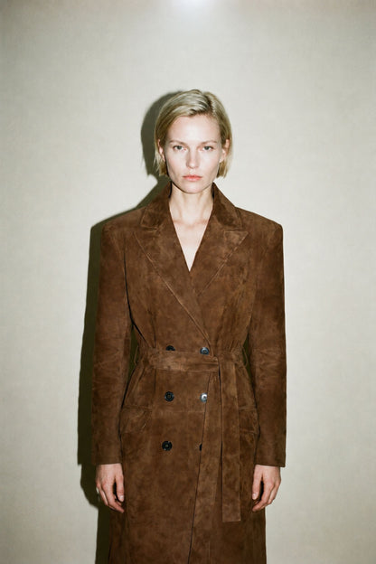 SUEDE COAT CAMEL TOBACCO TAN